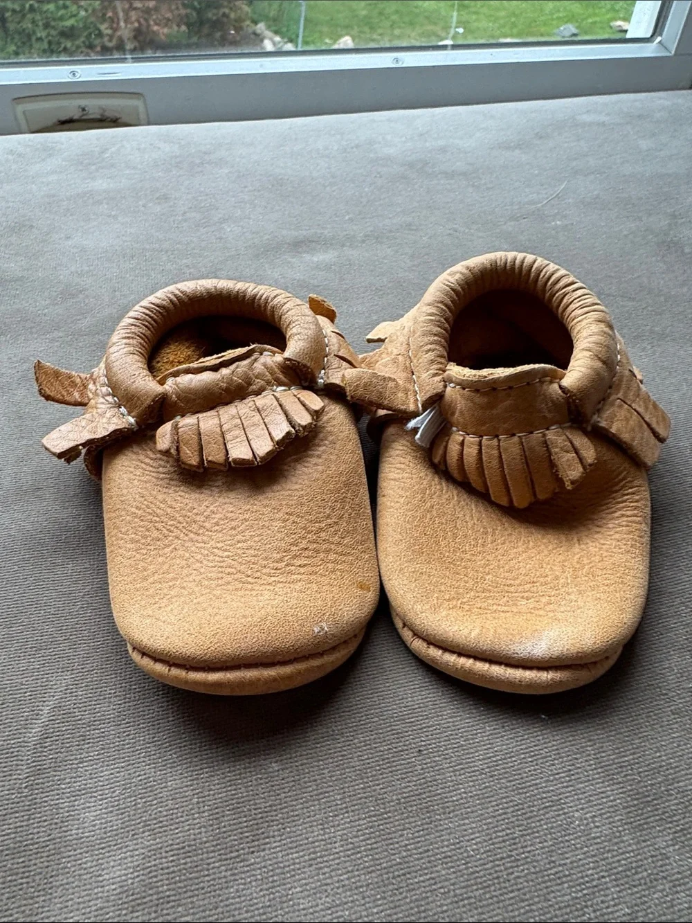 Freshly Picked Baby Fringe Moccasins in Tan